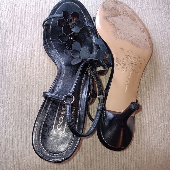 Y2k Coach Black Floral Women's Sandals Mede In Italy Sz 8 - Picture 6 of 7